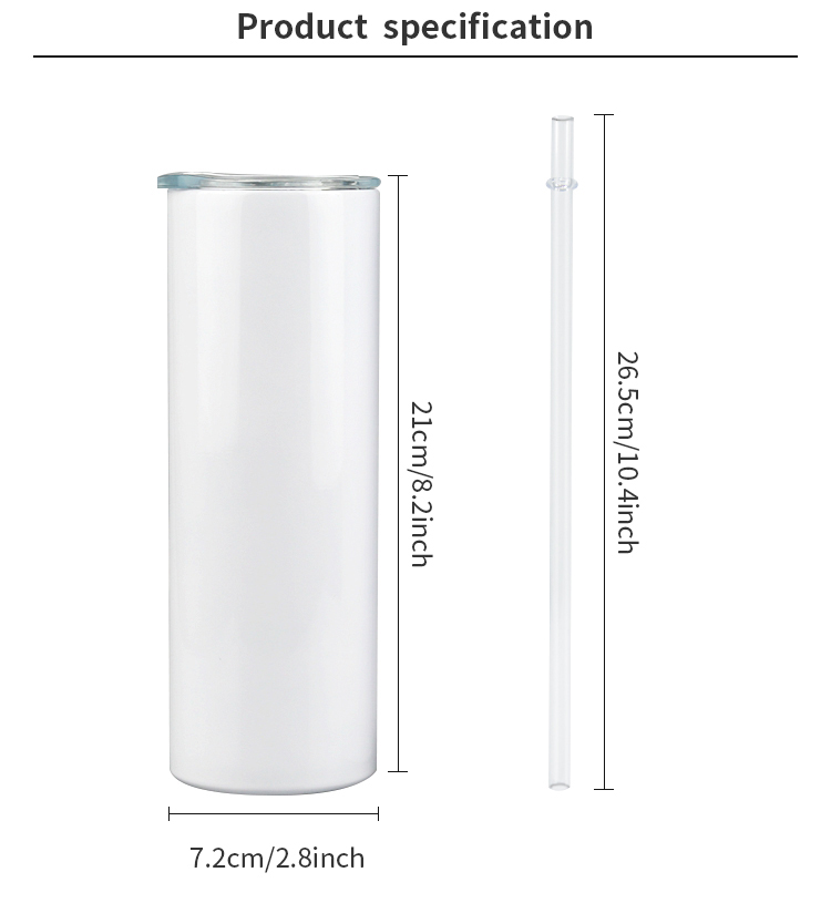 Stainless Steel Skinny Tumbler with Lid and Straw