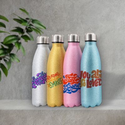 Personalized Glitter Stainless Steel Cola-Shaped Water Bottle